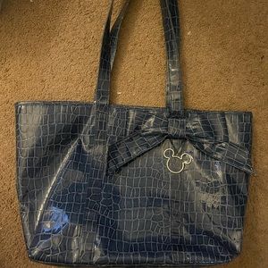 Walt Disney World Disneyland Resort Blue Faux Leather Large Tote.
